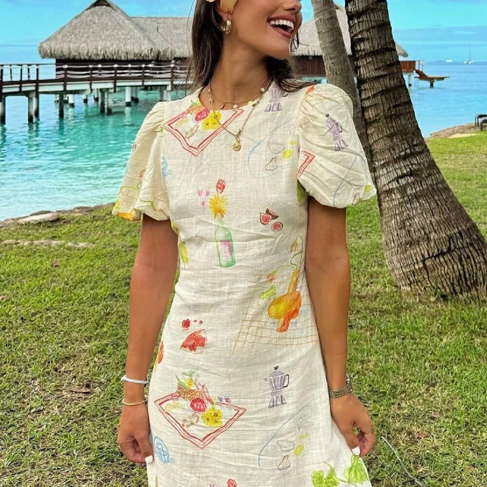Apricot Casual Women's Elegant Printed Backless Boho Dress - Picture 9 of 11